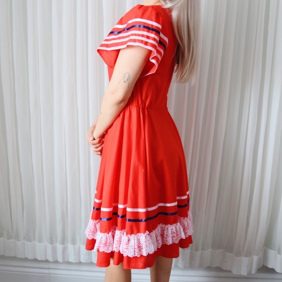 Vintage Red Square Dancing Dress - Picture 3 of 7